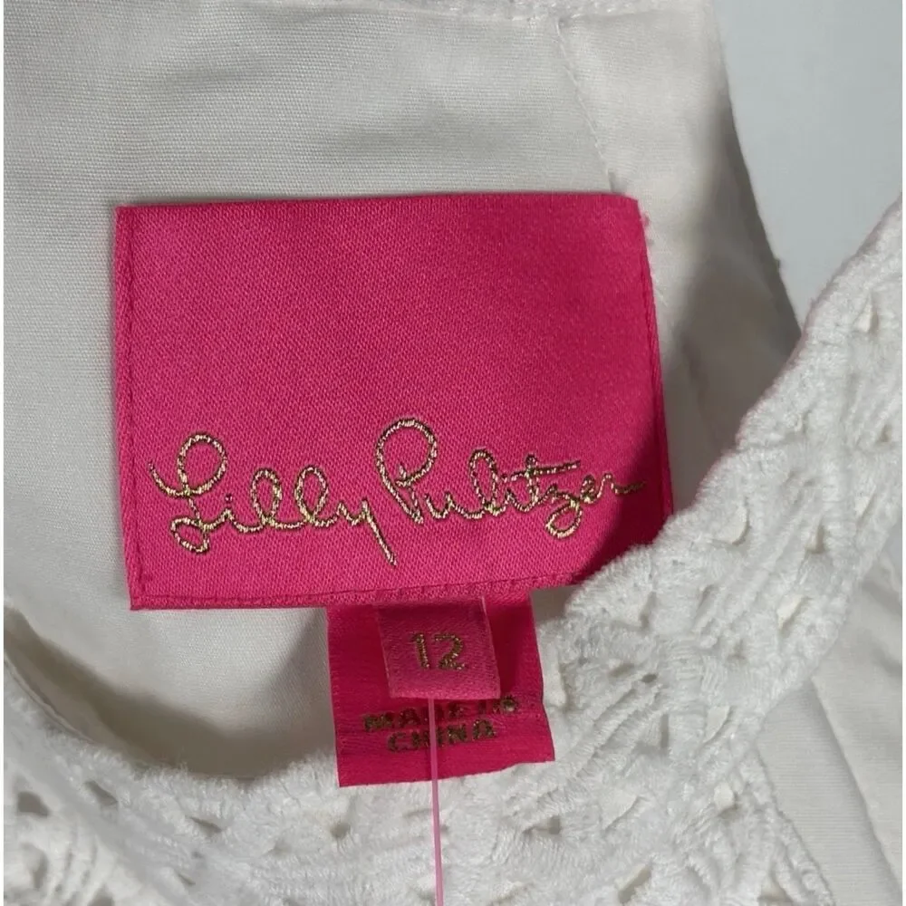 Lilly Pulitzer Charlize Shift Dress Resort White Eyelet Halter Bridal NWT Sz 12 - Picture 4 of 10